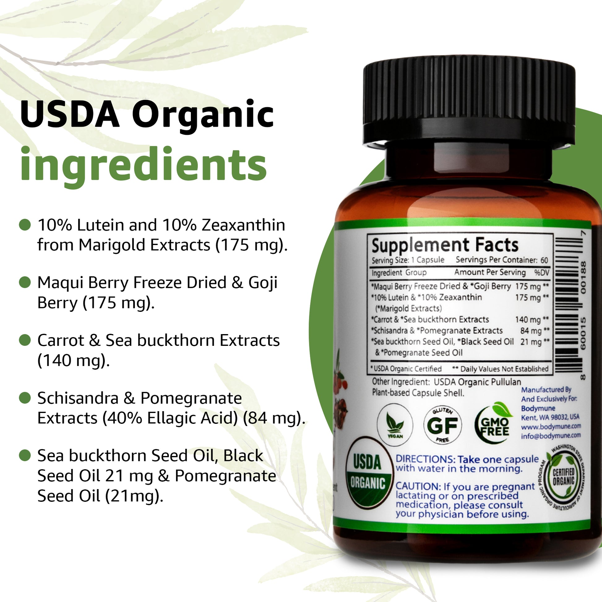 EyeCare Natural Organic Eye Care Supplement Eye Care, Eye Support Bodymune