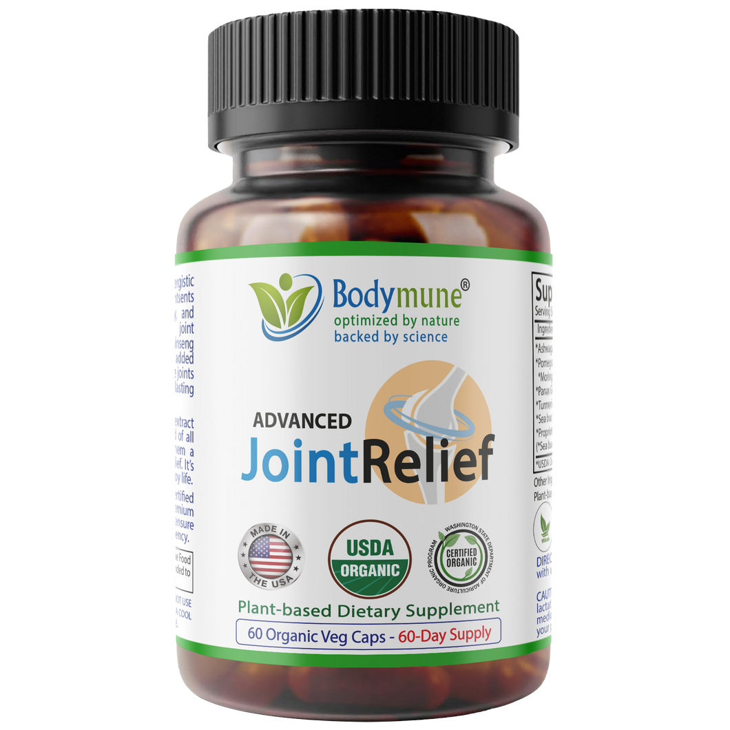 Bodymune Advanced JointRelief Joint Support Supplement, 60-Day Supply, Joint Health Muscle Joint Supplements for Joint Mobility USA-Made USDA Organic Superfood All-Natural Vegan Non-GMO Gluten-Free