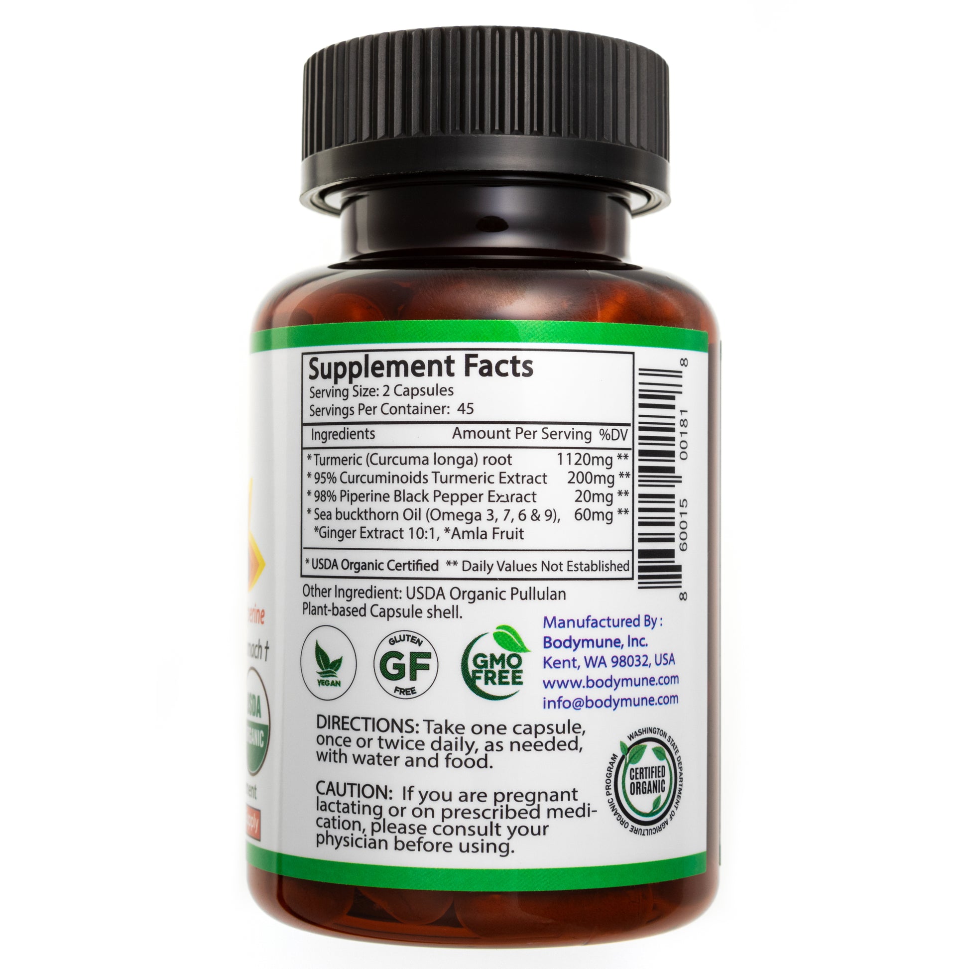 Organic Turmeric Curcumin Supplement | Turmeric Powder Capsules